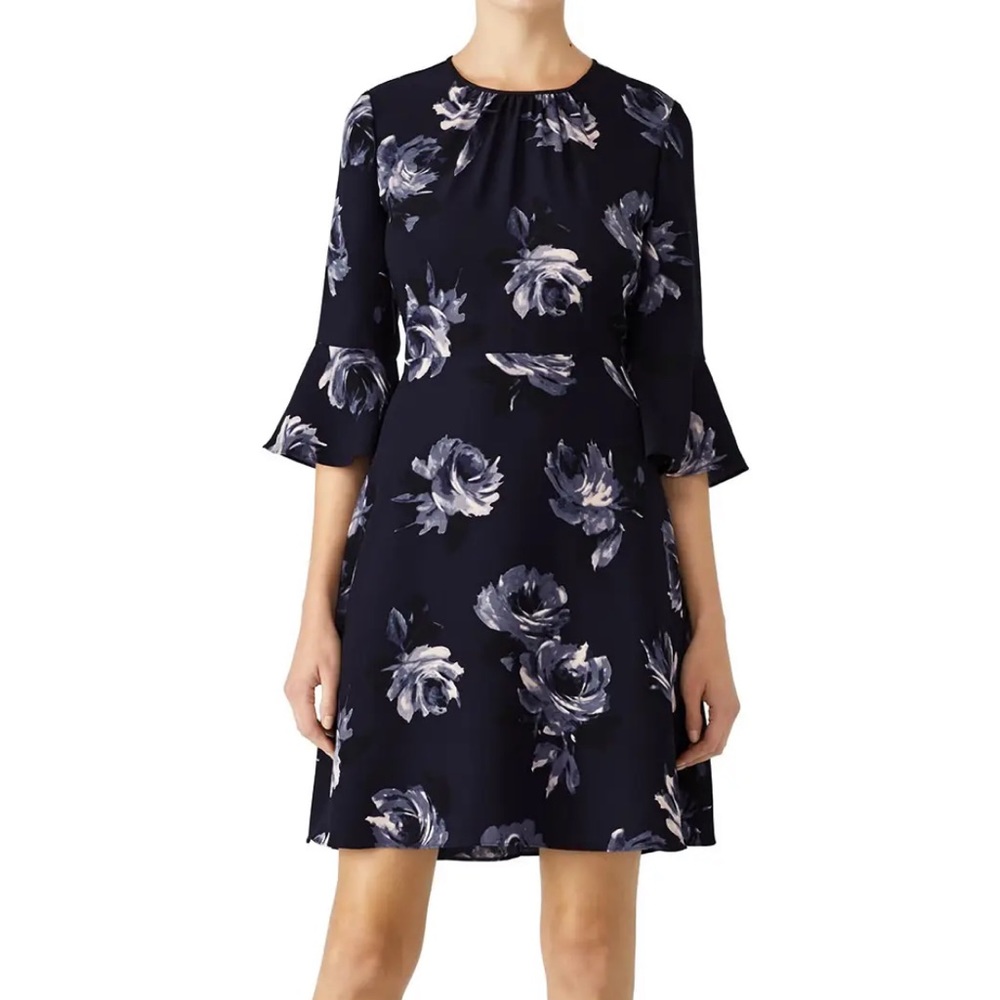 Kate Spade New York Night Rose Crepe Dress Star Bright Rich Navy 4 Dress Poly